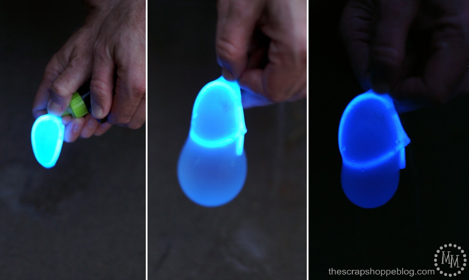 Add water to balloons with glow sticks