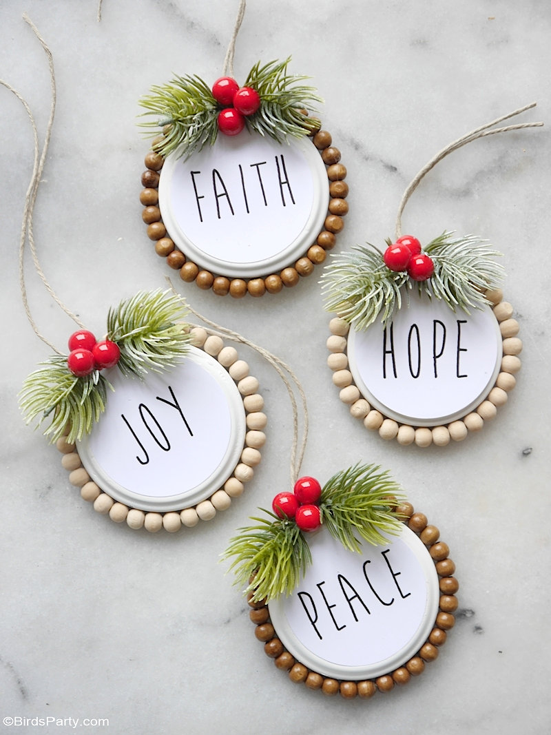 DIY Rae Dunn Inspired Christmas Tree Ornaments With Printables Party