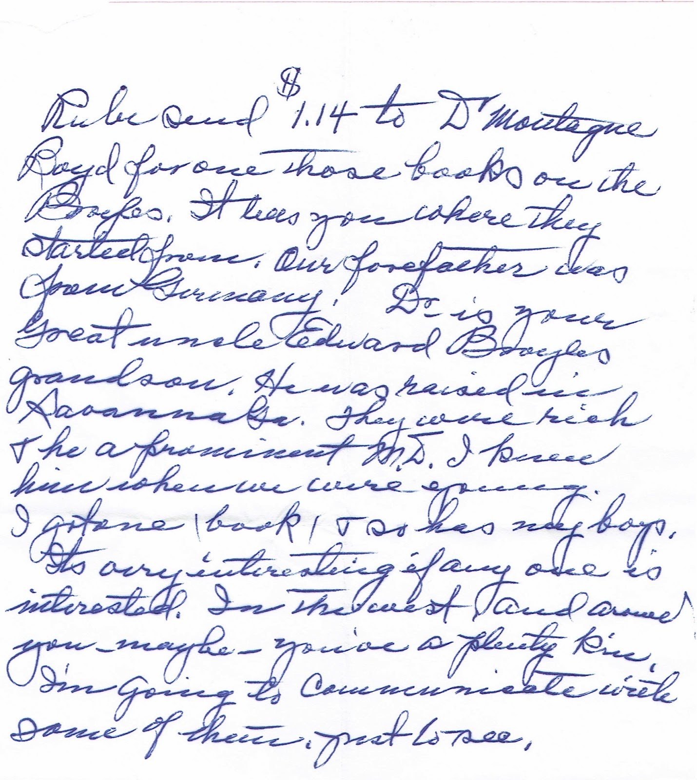 Nellie Broyles Jones writing to Ruby Davis regarding a genealogy book on the Broyles family