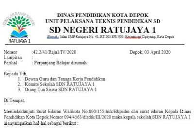 laporan surat edaran perpanjang masa belajar di rumah