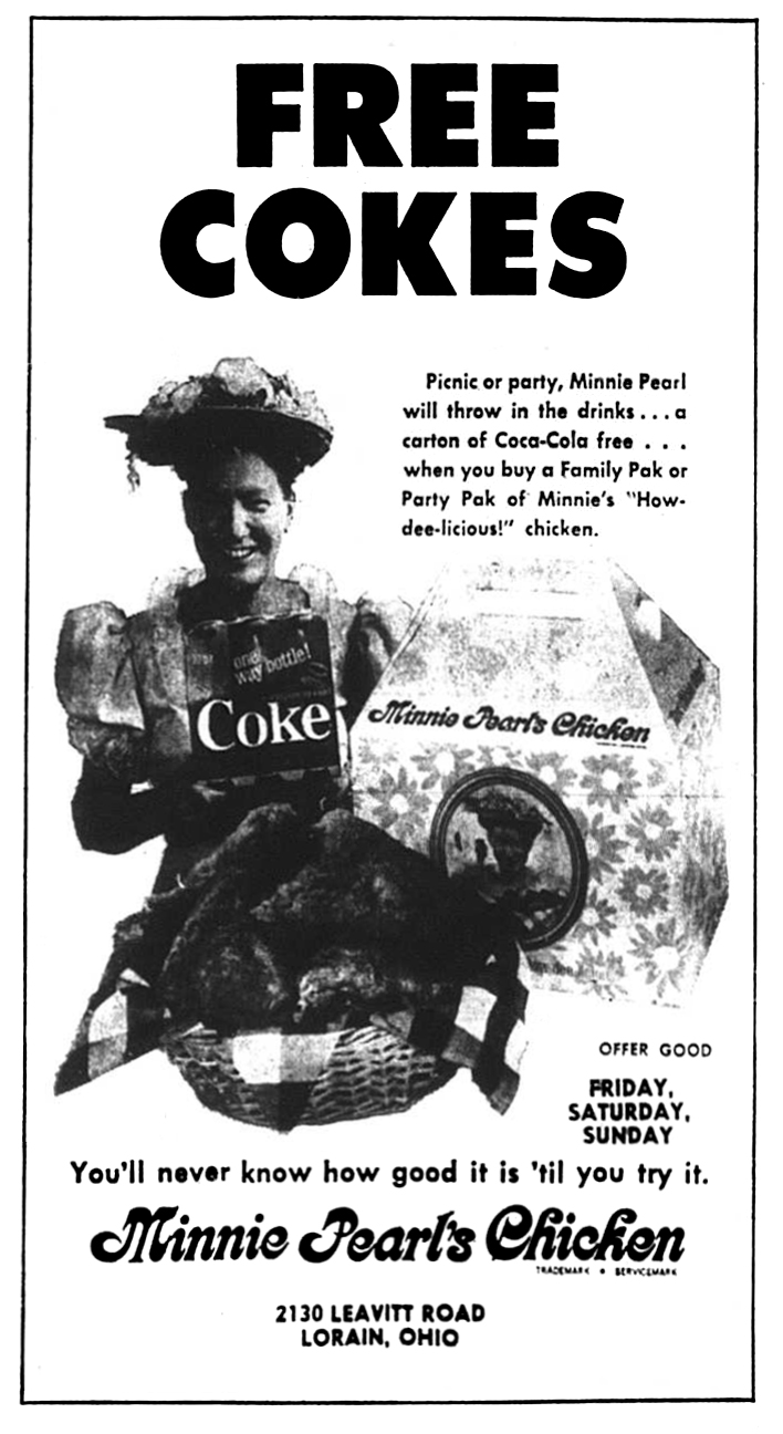 Brady's Bunch of Lorain County Nostalgia Minnie Pearl’s Chicken Grand