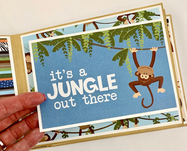 Zoo themed Scrapbook Album page with monkey and trees