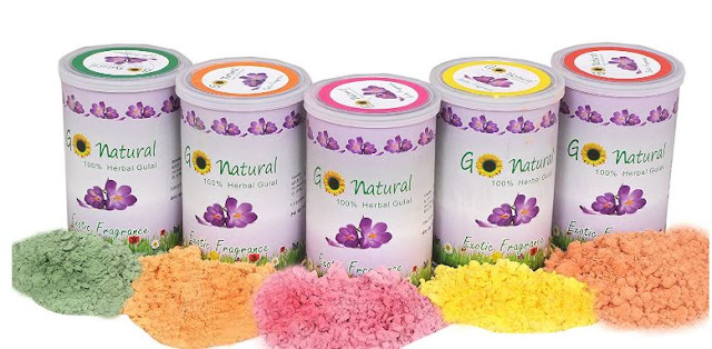 Go Natural 100% Herbal Holi Gulal Can 100 gm* 5 Cans