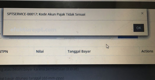 eFaktur Web Based ETAXSERVICE-00017 Kode Akun Pajak Tidak Sesuai