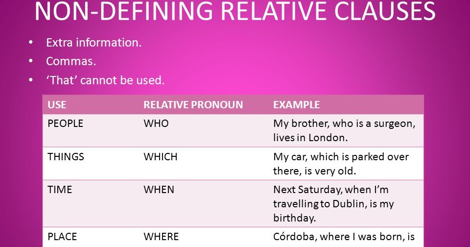 INGLES IV defining and nondefining relative clauses