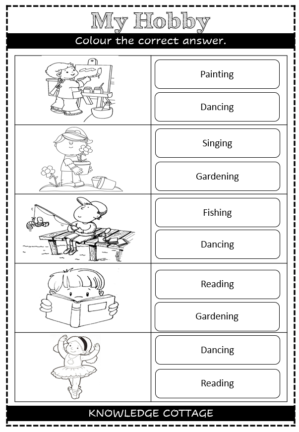 MY HOBBY WORKSHEET YEAR 1