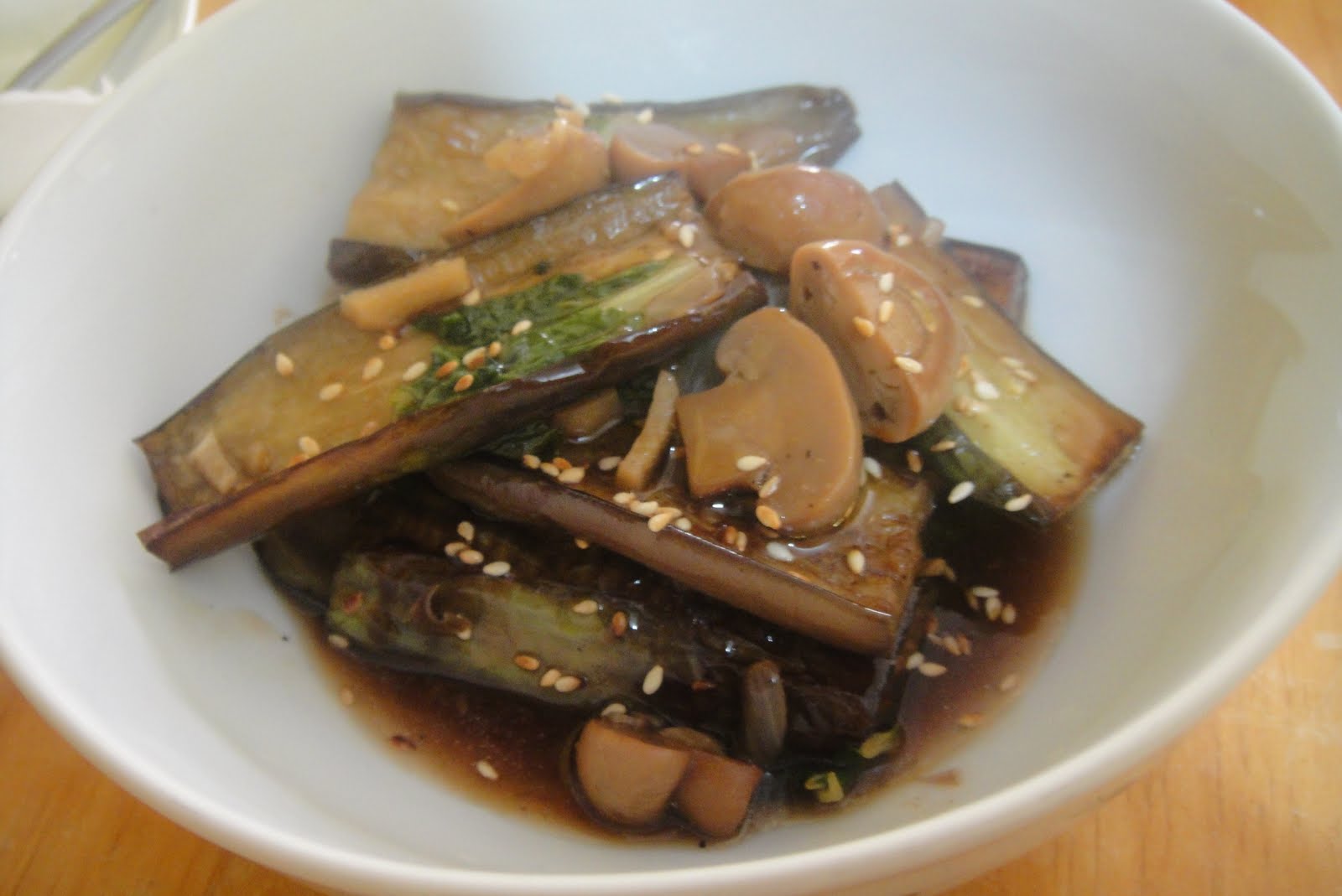 Wifey's Good Eats Stirfried Eggplants, Bok Choy & Mushroom in Oyster
