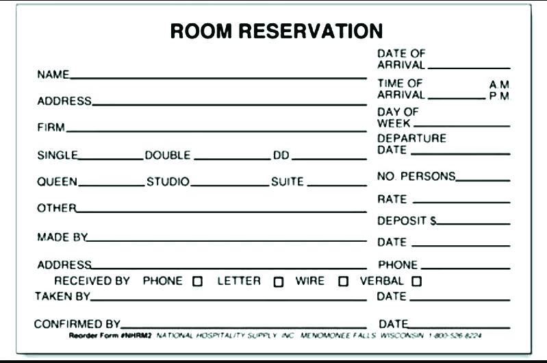 Contoh Jenis Jenis Formulir Reservasi Hotel