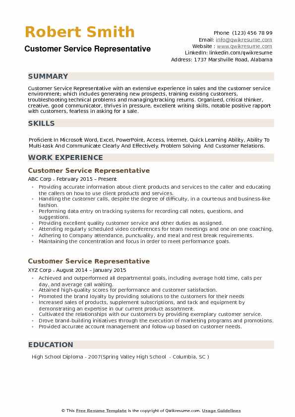 Customer Service Representative Resume Sample Sample Letter