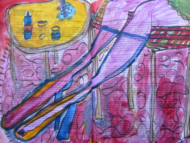 Pintura que muestra las piernas de una mujer que está sentada junto a una mesita con una bebida y un cenicero, obra de Emebezeta, realizada en junio de 2012. Sensual. Drink. Legs. Beine. Jambe. Stiefel. Boots.