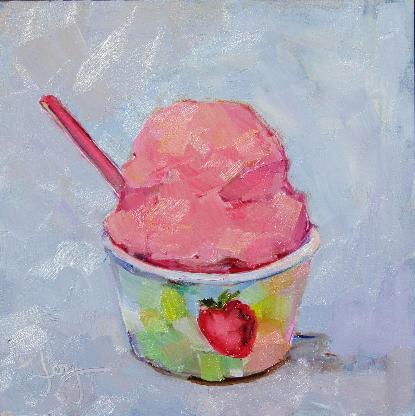Art Every Day Gelato in Tuscany,still life,oil on canvas,6x6,