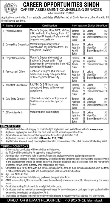 CACS Career Assessment Counseling Services Sindh Jobs