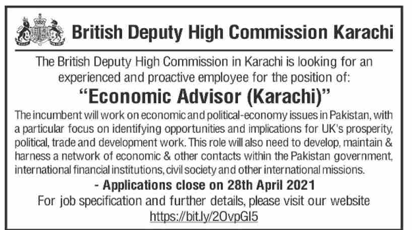 British Deputy High Commission Karachi Jobs 2021 in Pakistan British Deputy High Commission Karachi Jobs 2021 in Pakistan