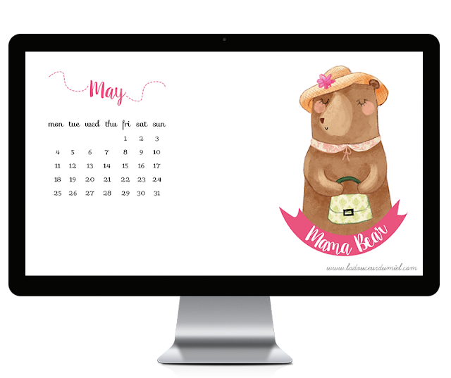 may 2015 illustrated desktop wallpaper with mama bear