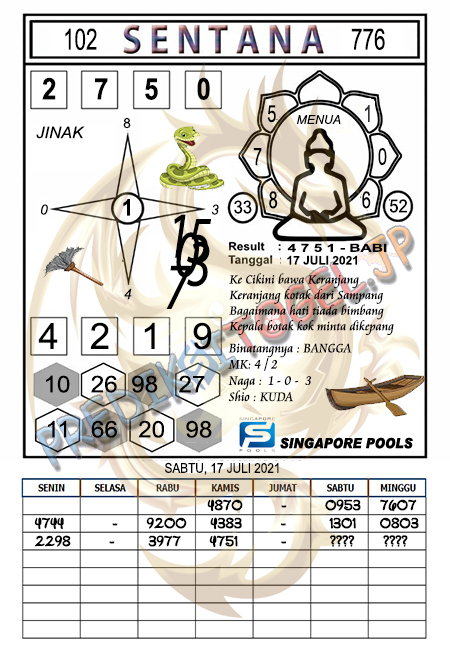 Bocoran Syair Sgp Togel Hari Ini Sabtu 17 07 2021