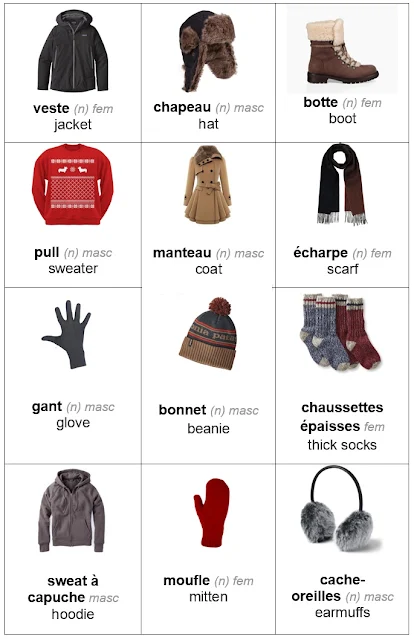 اسماء ملابس الشتاء بالفرنسية