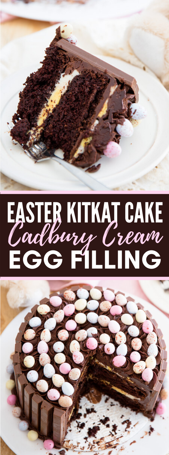EASTER KITKAT CAKE WITH CADBURY CREAM EGG FILLING #chocolate #dessert