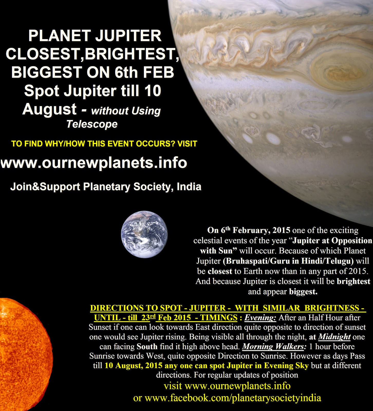 PLANETARY SOCIETY, INDIA: PLANET JUPITER CLOSEST 6 Feb India - An Edge ...