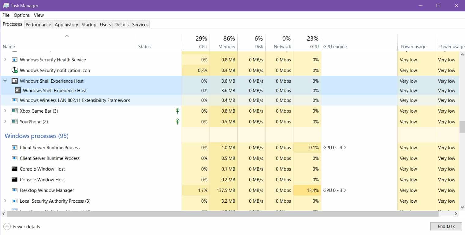 Windows shell experience host What is and how to fix suspended issue?