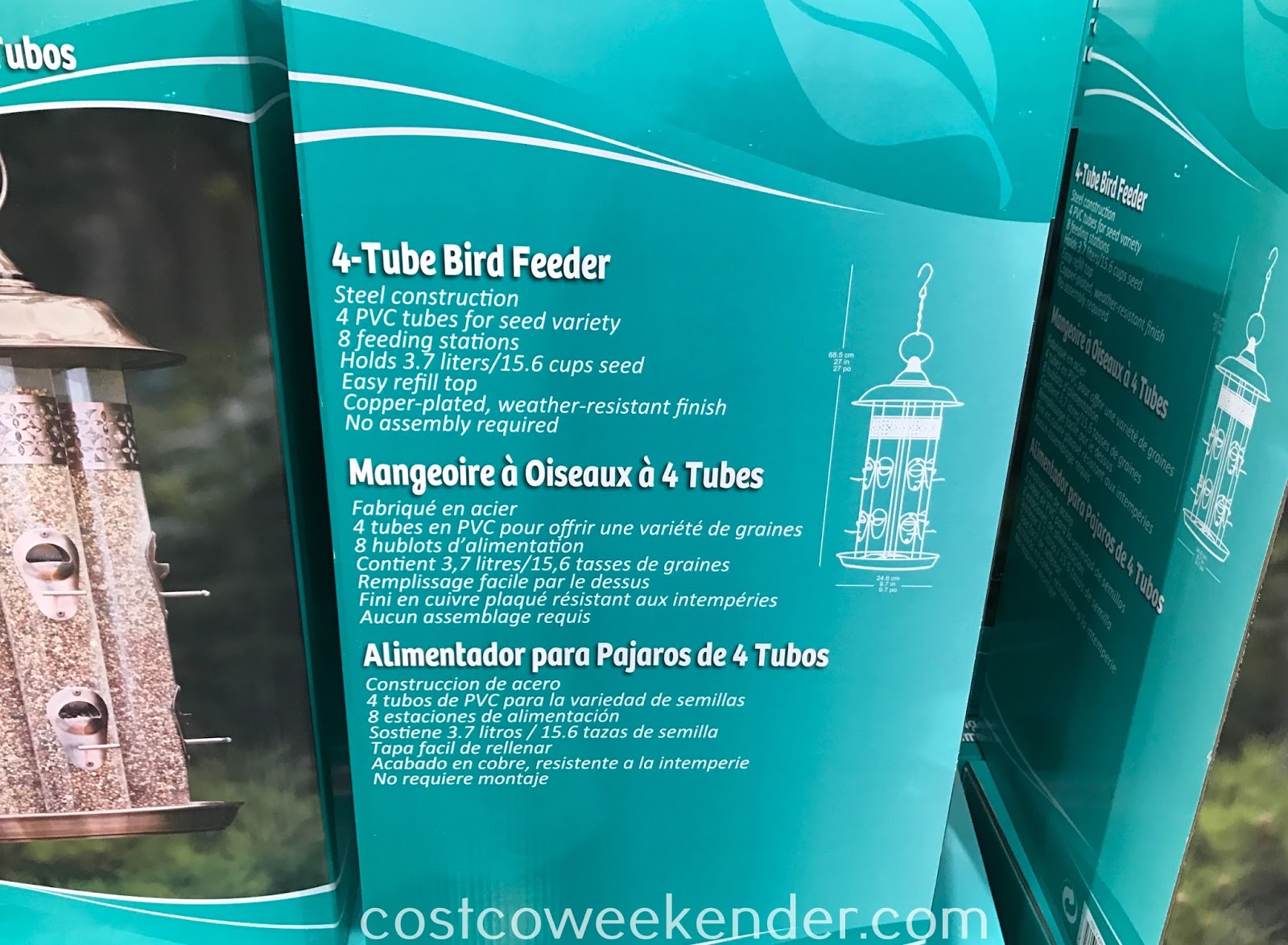 StyleCraft 4Tube Bird Feeder Costco Weekender