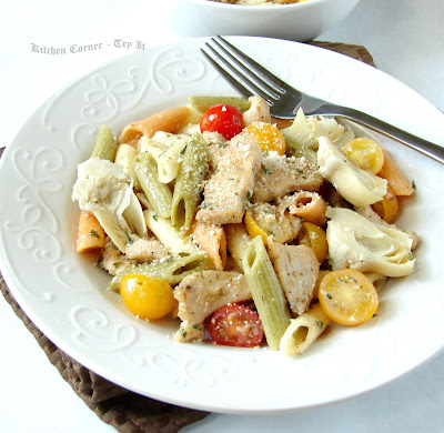pasta chicken artichoke salad cook cheese salt boiling till water