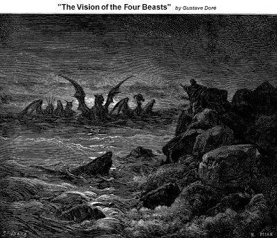 Vision of the Four Beasts by Gustave Dore - Daniel 7:1-8