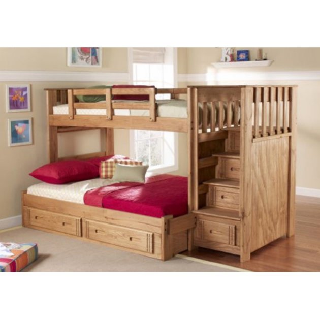Twin Full Bunk Bed with Stairs