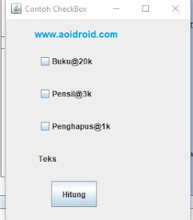 aplikasi total harga dengan checkbox java