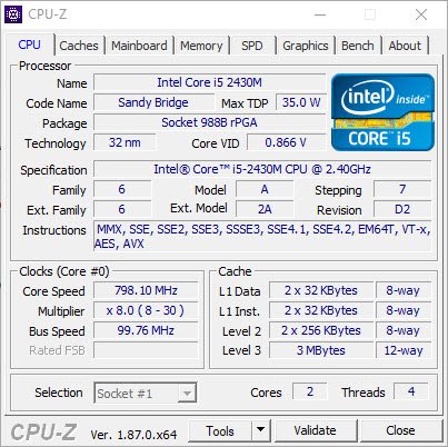เครื่องมือข้อมูลฮาร์ดแวร์ CPU-Z สำหรับ Windows