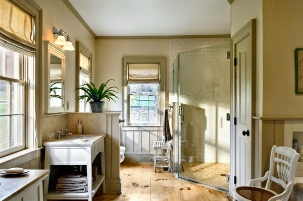 Different design bathroom without walls and floor tile