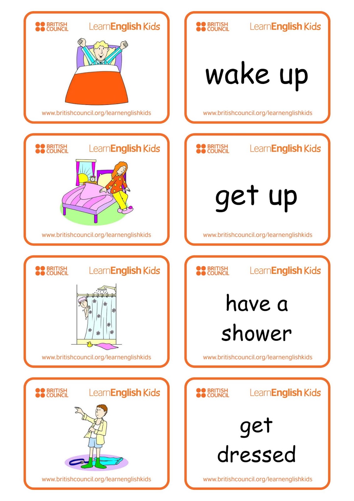 Flashcards For Daily Routine