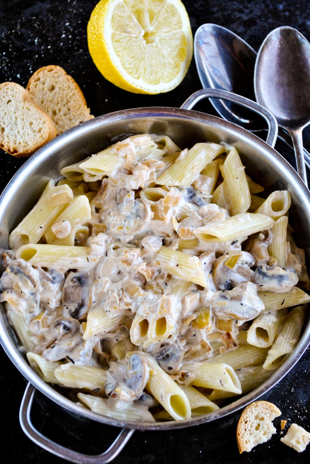 Creamy lemon and mushroom pasta VeganSandra