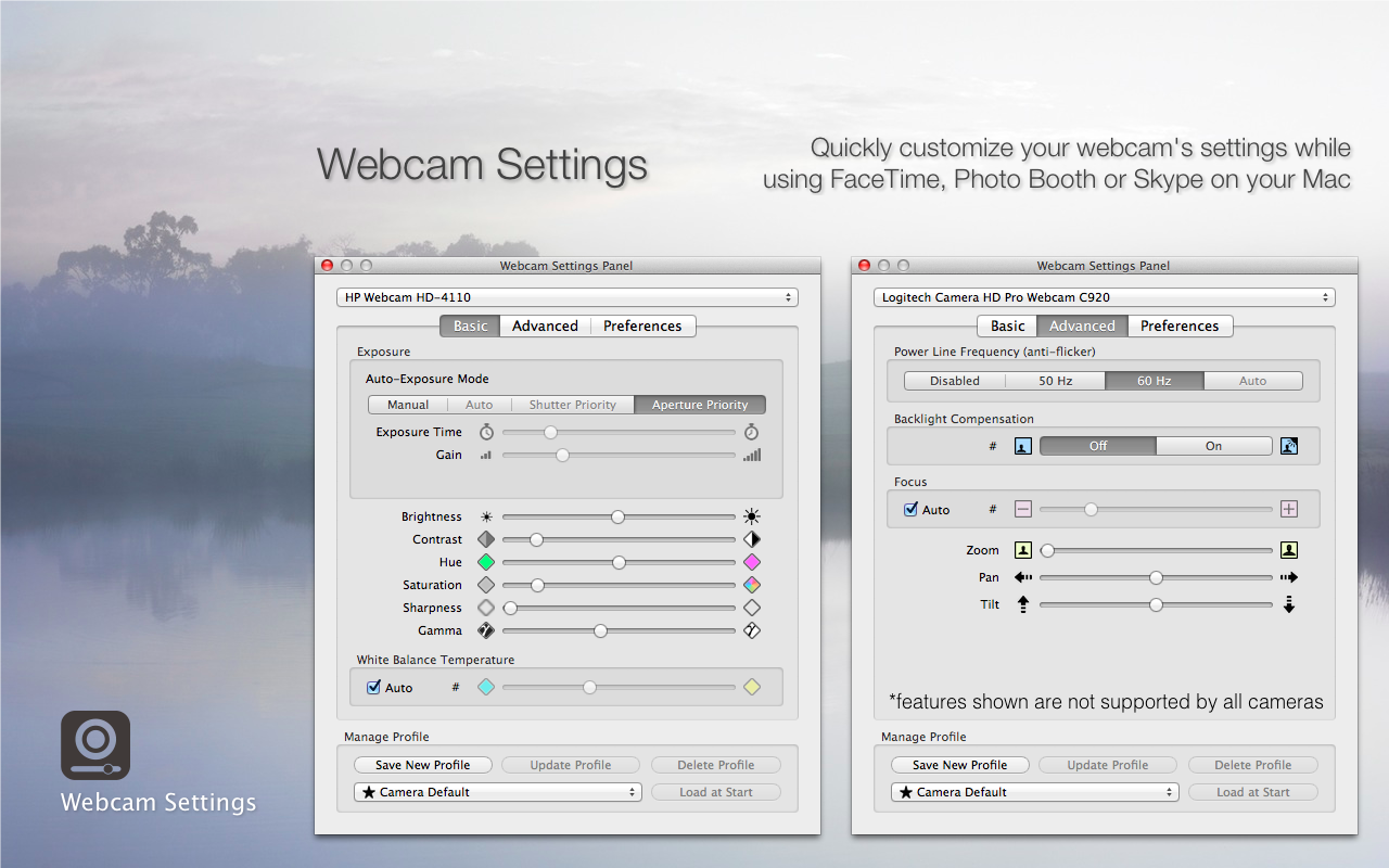 mactaris webcam settings