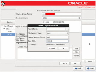install and configure oracle linux 6.5 with lvm