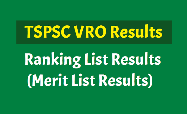 TSPSC VRO Results, Ranking List Results, Merit List Results are announced 2018 TSPSC VRO Merit List Results