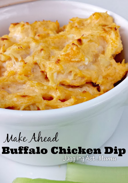 Make Ahead Buffalo Chicken Dip via Juggling Act Mama Easily the Best Buffalo Chicken Dip you've ever eaten!