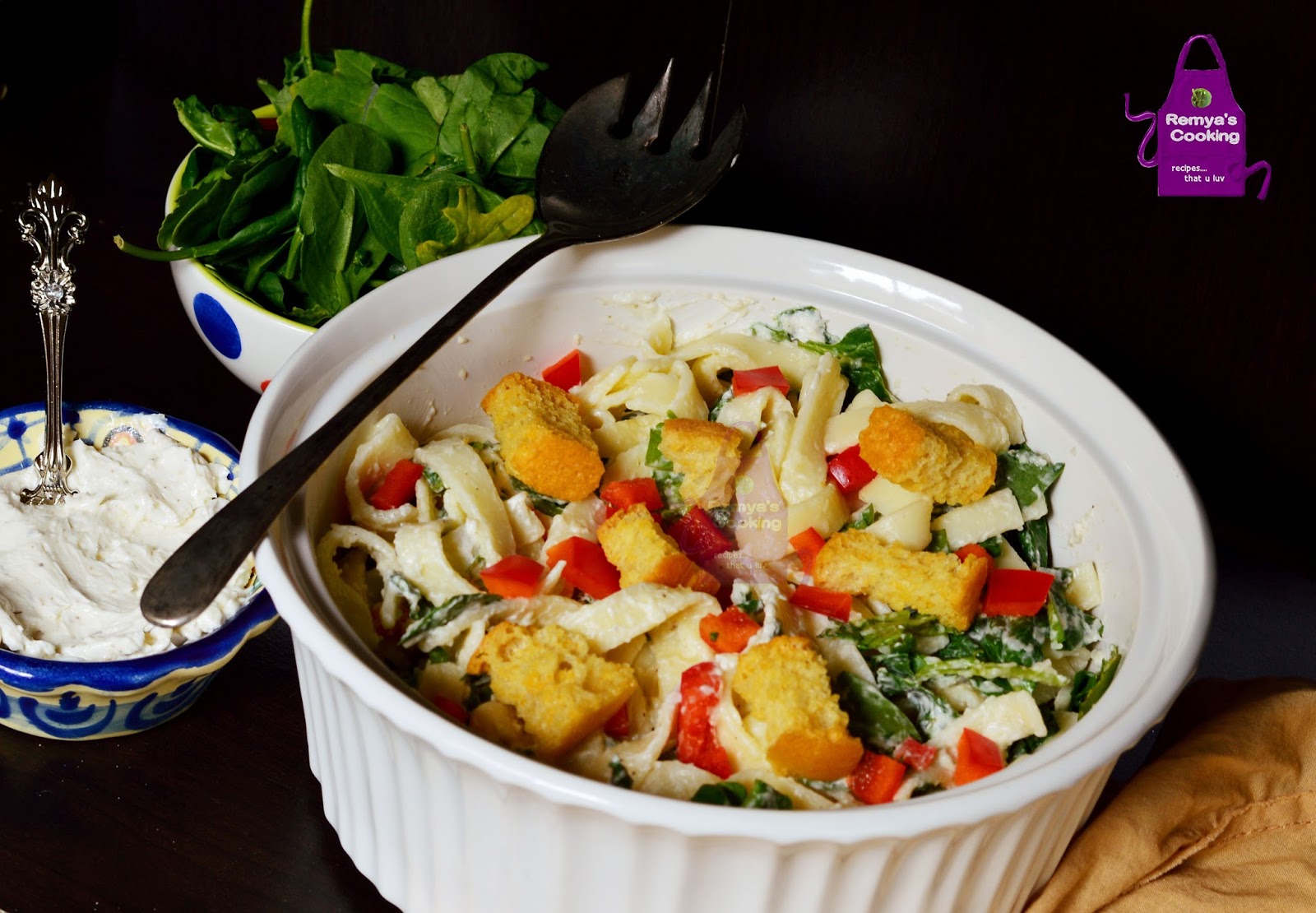 Remya's Baking Pasta salad with Cream cheese dressing