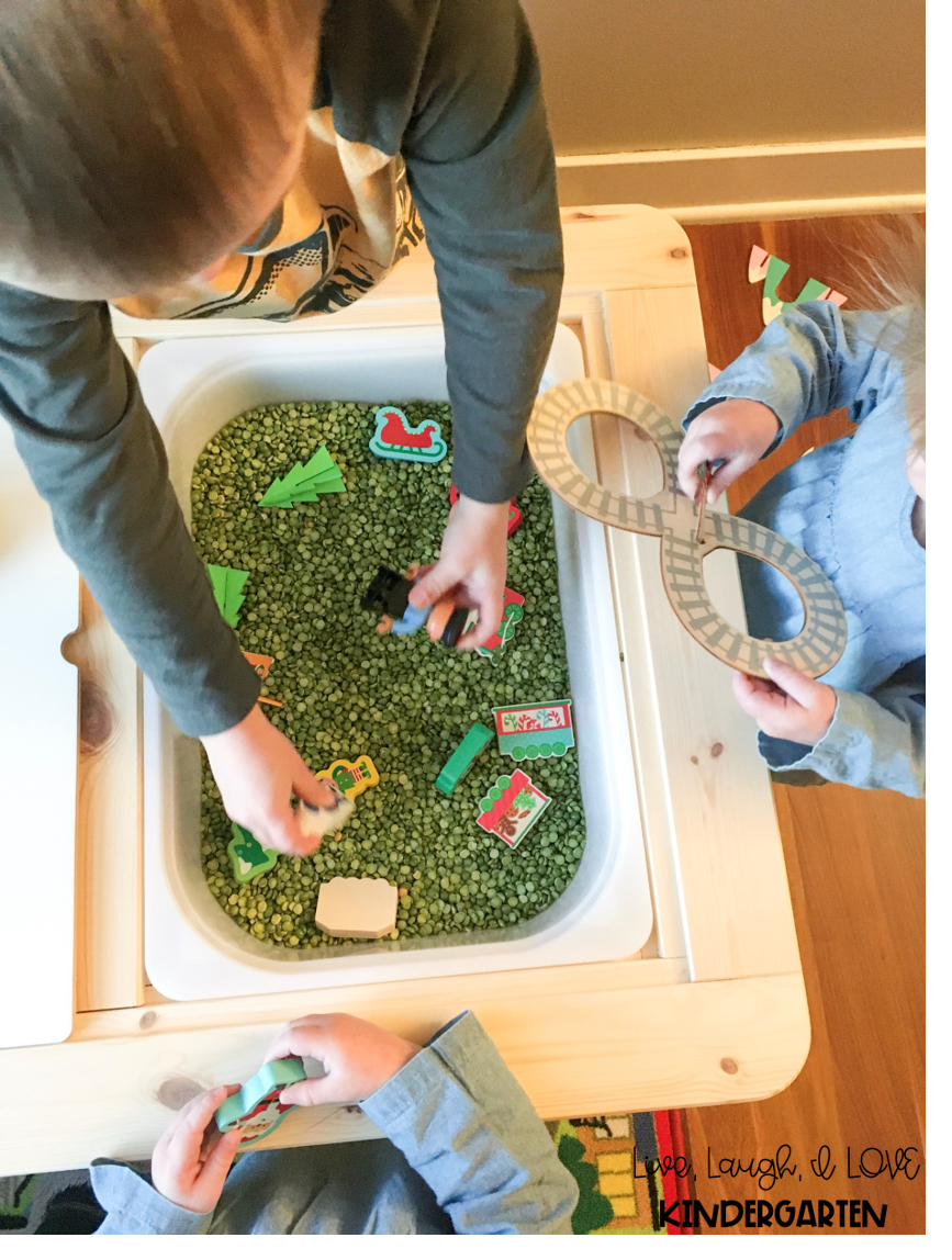 When I introduced the table and bin, I had the pieces out of the bin