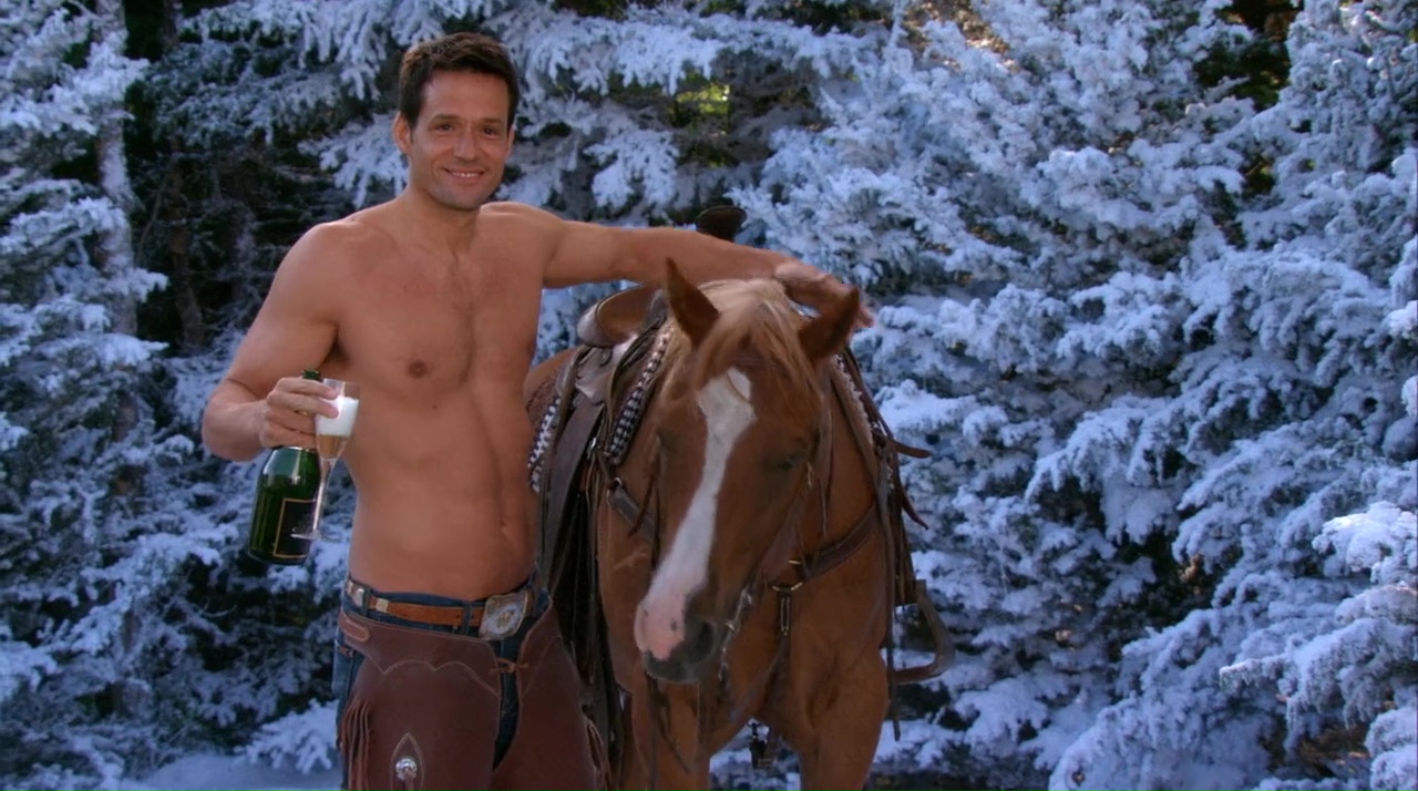 Josh Hopkins shirtless in 12 Men Of Christmas.