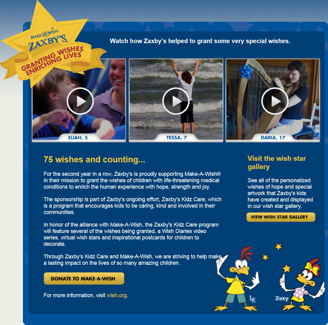 Barbara's Beat Zaxby's Kidz Care supports MakeAWish