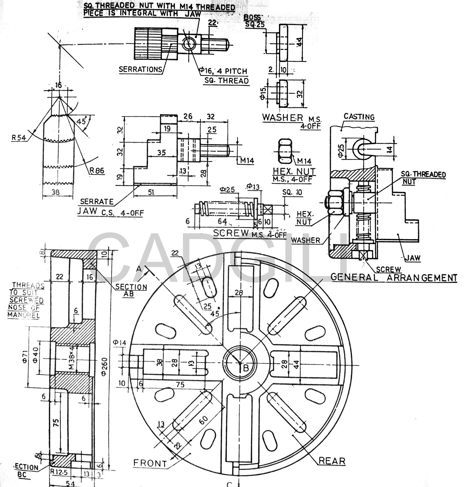Mechanical Machine Design Four Jaw Chuck Assembly SolidWorks Video Tutorial