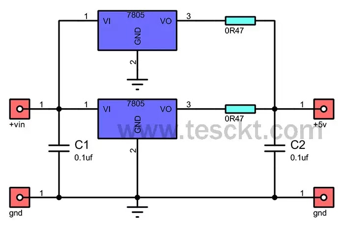 7805 regulators in parallel 7805 regulators in parallel