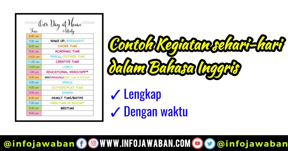 Contoh Tabel Kegiatan Sehari Hari Dari Bangun Tidur Sampai
