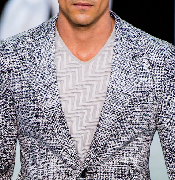 Giorgio Armani Men's Spring Summer 2014 - canvas pattern and 3D zig-zag textures