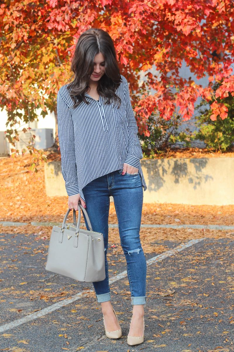 mrs. simply lovely : Stripe Button Top & 20% Off Your Order