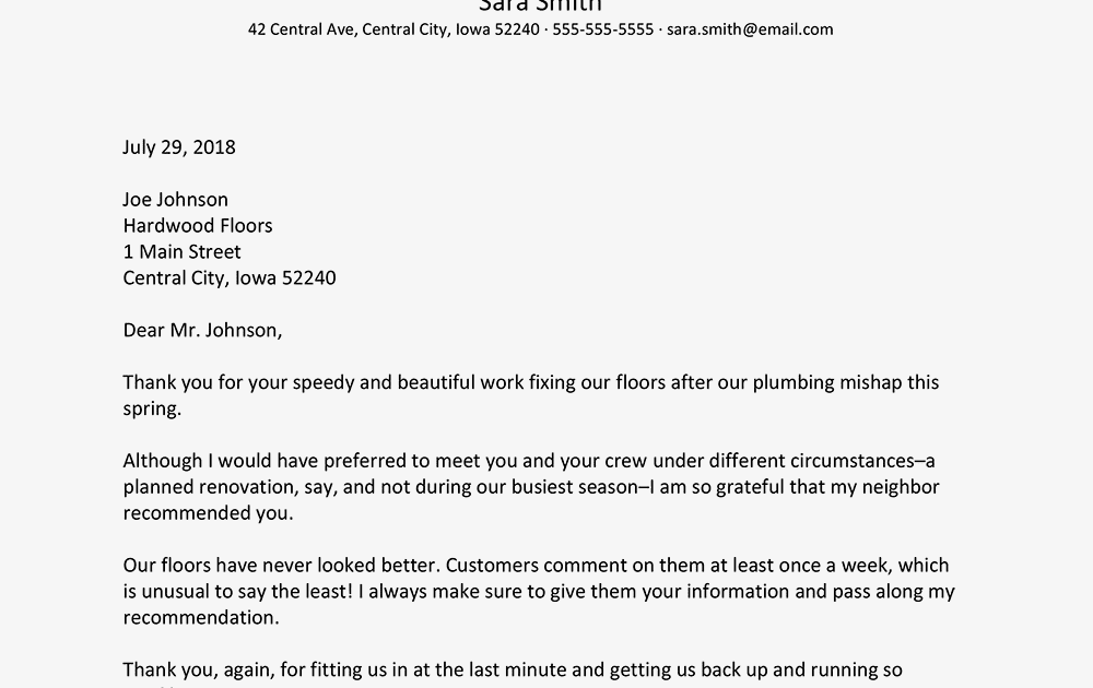 Business Thank You Letter Template - Business Thank You Letter Examples 