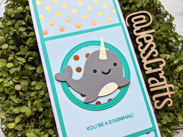 Card for Slimline from 6x6 Paper Template #4 by Jess Crafts featuring Lawn Fawn Narwhal
