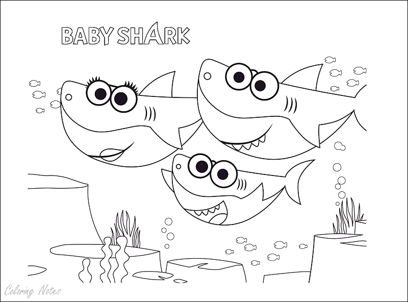 11 Baby Shark Coloring Pages Free Printable For Kids Easy and Funny ...