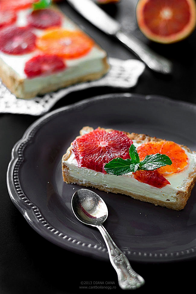 Lemon mousse & blood orange tart