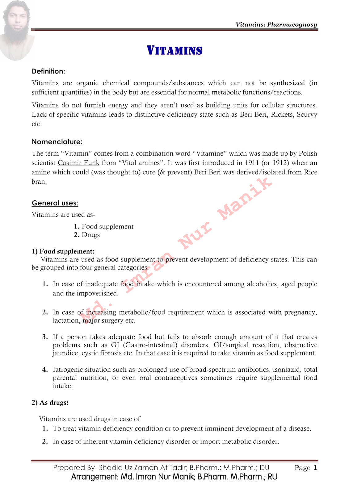 Essential Pharma Documents Pharmacognosy Notes (Alkaloids, Lipids